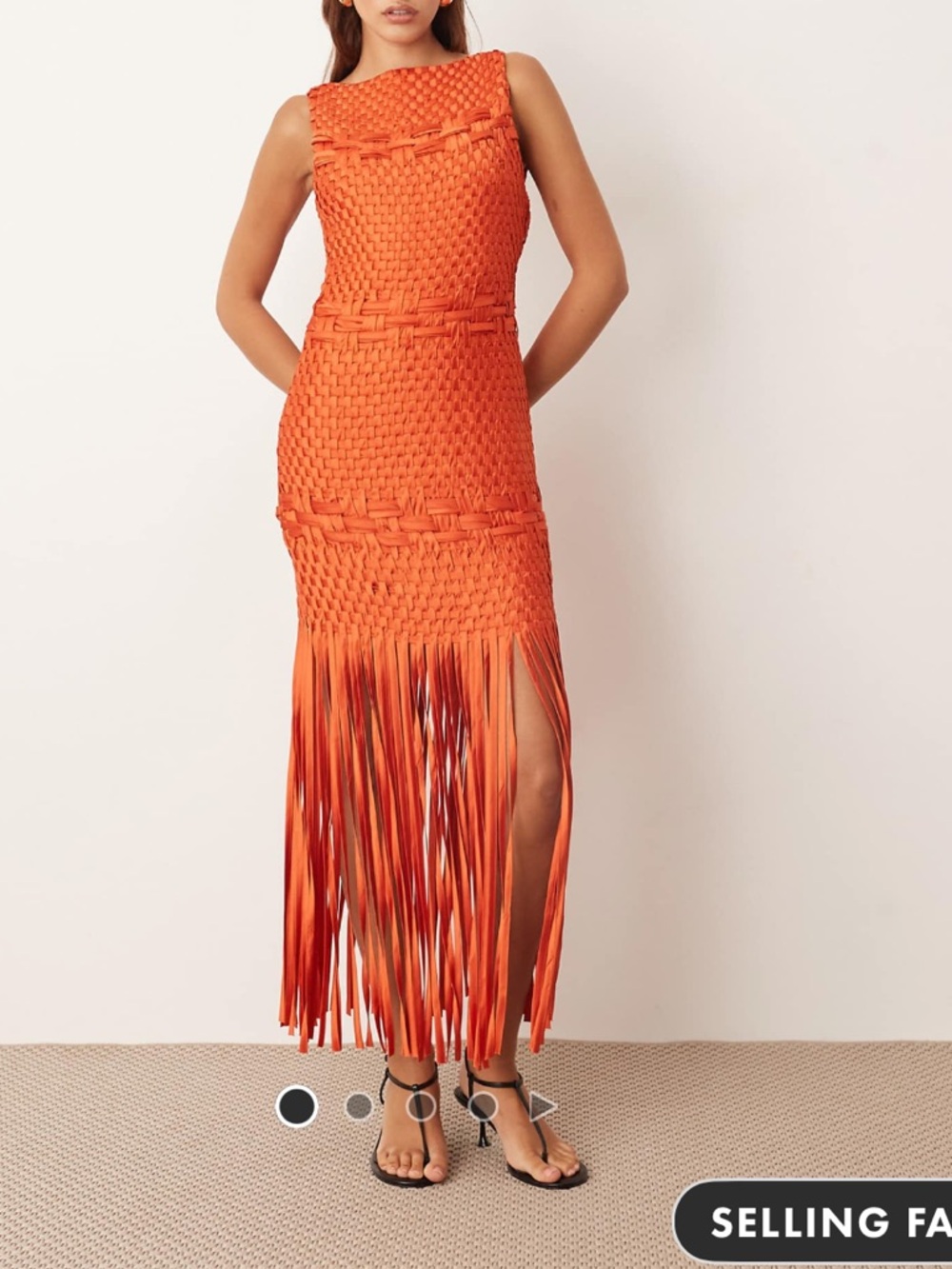 Orange Woven Fringe Maxi Dress